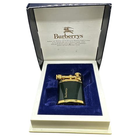 Burberrys BRITISH dark green enamel gold plated vintage lighter 